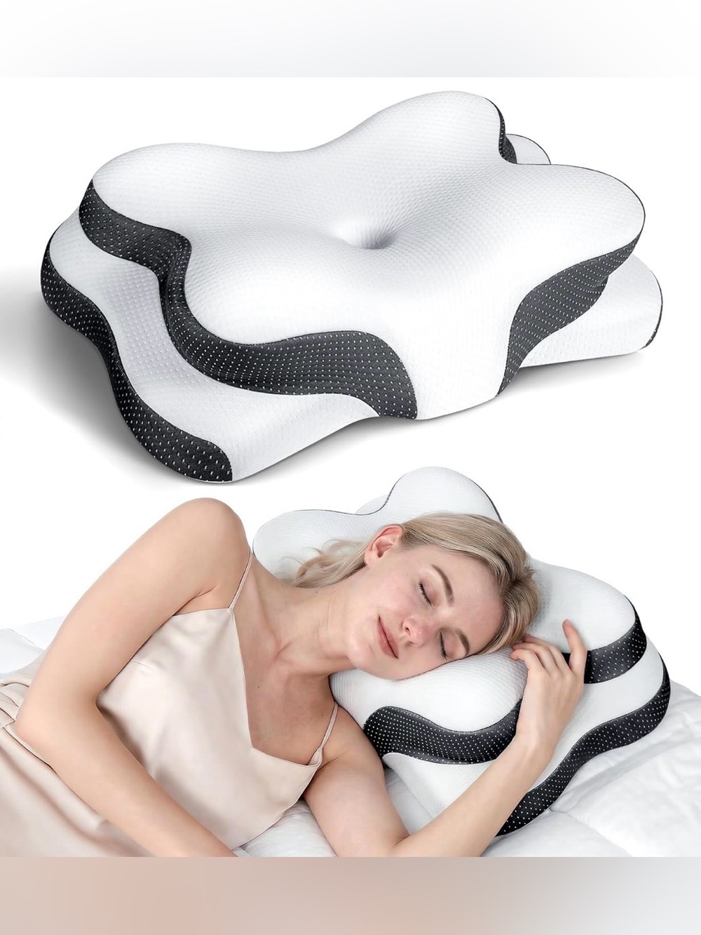Cervical Neck Pillow, Contour Zoned Design Ergonomic Pillow for Pain Relief